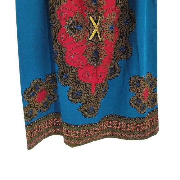 Vtg 70's Womens Skirt Handmade Full Maxi Medallion Psychedelic Fanfare Teal Sz X - Picture 6 of 9